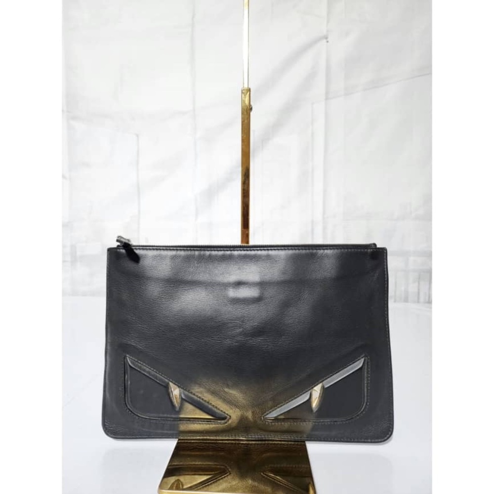 Authentic Fendi Monster Eyes Clutch Bag Black